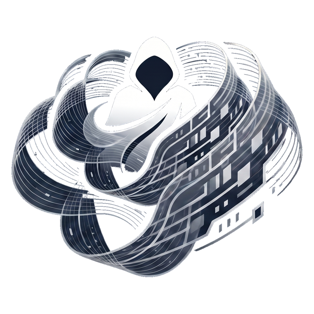 Phantom Era logo - hooded figure inside a neural network mark